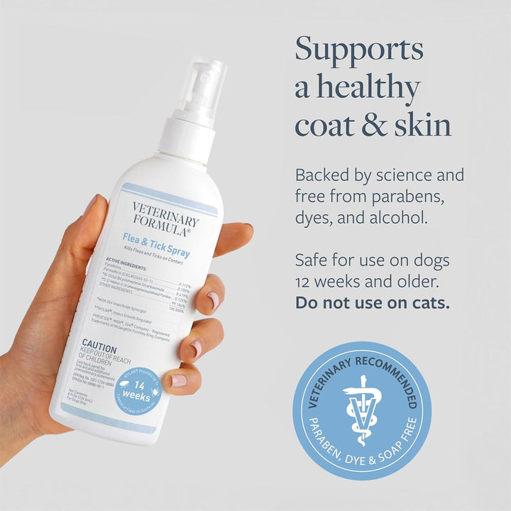 Flea and Tick Spray for Dogs, 8 Oz – Easy-To-Use Dog Flea Spray, Kills on Contact, Prevents Egg & Larval Development for 14 Weeks