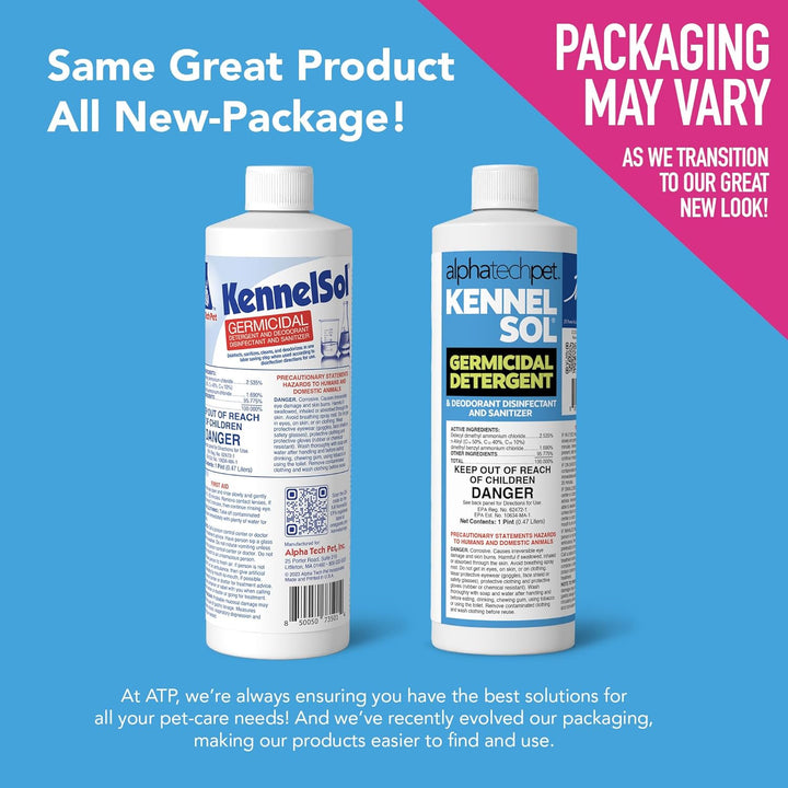 Kennelsol 1-Step Kennel Cleaner - 1 Pint Liquid Disinfectant, Effective against Bacteria and Viruses, Deodorizer Wintergreen Scent by Alpha Tech Pet