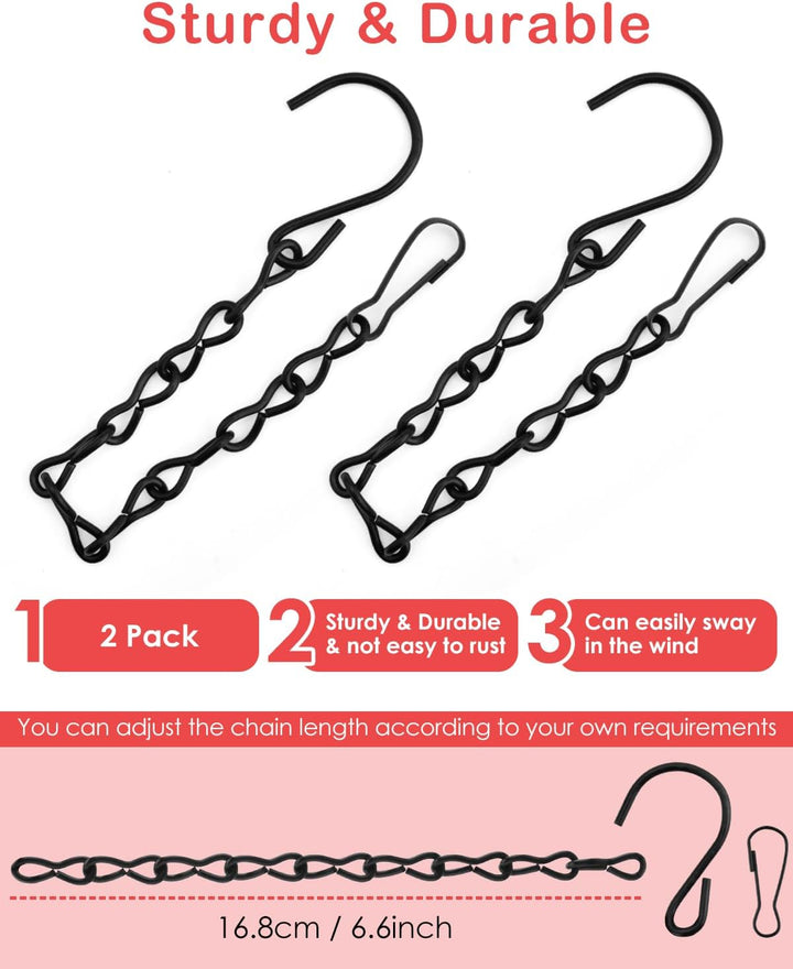 Hummingbird Swings and Perches Metal Frame 2 Pack, Wild Bird Swing Outdoor Bird Perch with Wooden Dowel and 2 Hanging Chain for Hanging Indoor, Outdoor, Trunk, Lawn, Patio, Garden (Black)