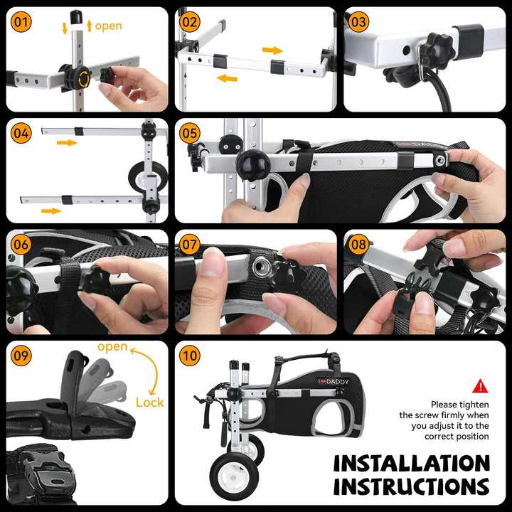 Dog Wheelchair for Back Legs,Adjustable Lightweight Aluminum Profile Pet Wheel Chair Has Added Hand-Carrying Assistance and Reflective Functions for Small Dogs and Cats