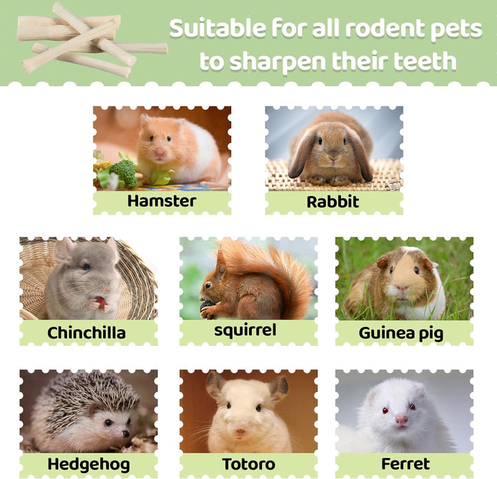 240G  Chew-Sticks - Natural Rabbit Bamboo Sticks Small Animal Chew Toy Bunny Molar Treats Atural Teeth Grinding Toys for Squirrel Guinea Pigs Chinchilla