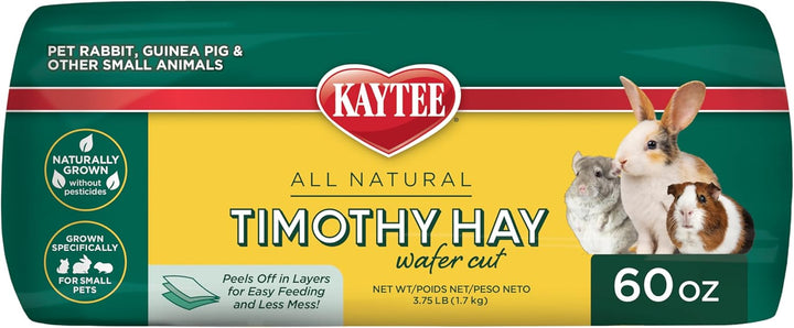 Wafer Cut All Natural Timothy Hay for Pet Guinea Pigs, Rabbits & Other Small Animals, 60 Ounce