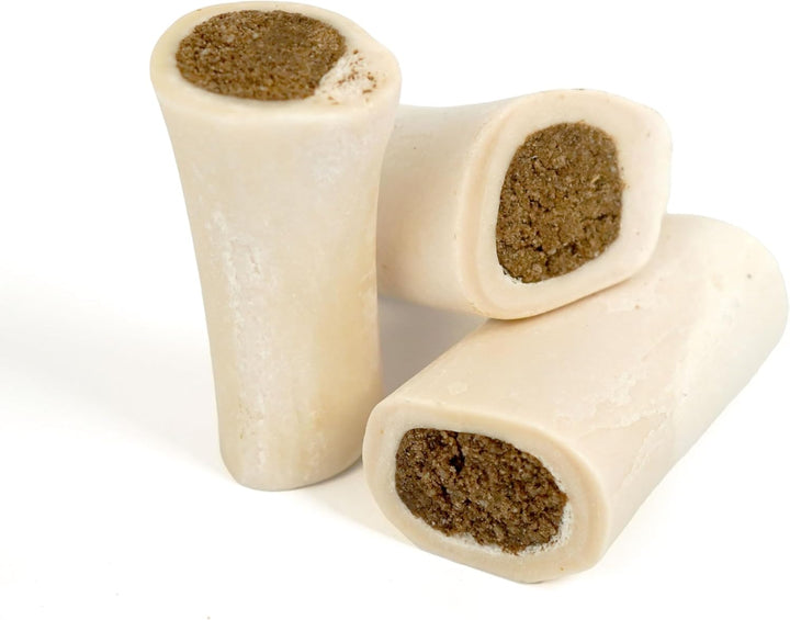 Stuffed Shin Bone, Long-Lasting Dog Chew Bones for Aggressive Chewers, High Protein Filled Bone Dental Chew for Dogs, Bacon & Cheese Flavor Filling, 5-6" for Large Dogs