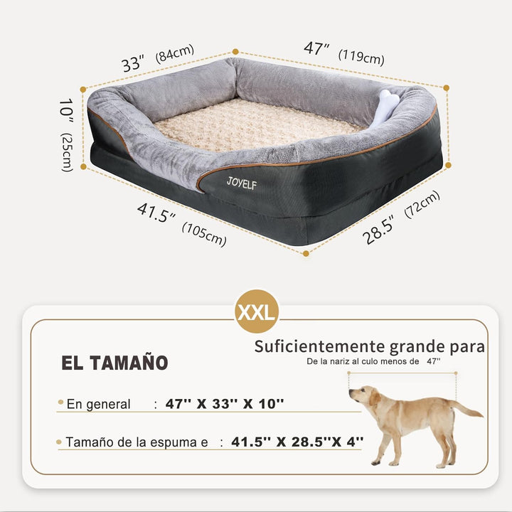 Xxlarge Memory Foam Dog Bed, Orthopedic Dog Bed & Sofa with Removable Washable Cover for Large Dogs