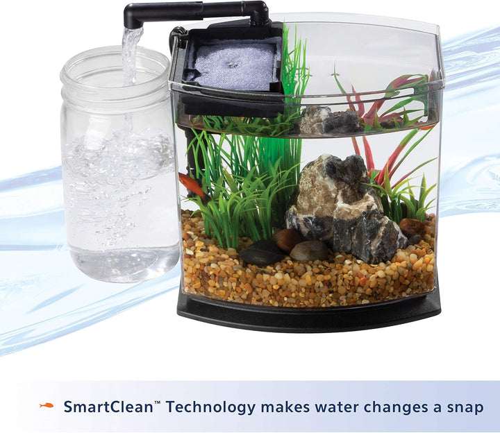 LED Minibow Small Aquarium Fish Tank Kit with Smartclean Technology, Blue, 1 Gallon