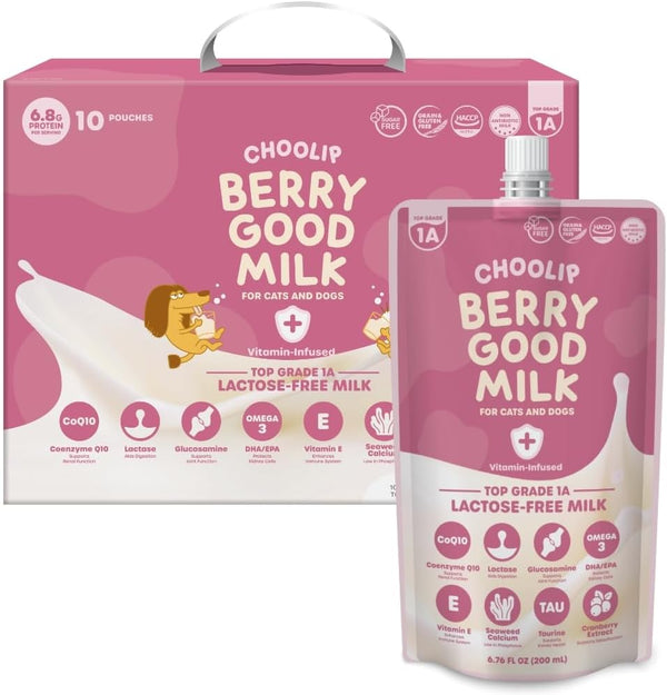 Berry Good Milk – Lactose-Free, Vitamin-Enriched Drink for Cats & Dogs | Supports Urinary Health, Digestion & Joints | Free from Grains, Gluten and Antibiotics