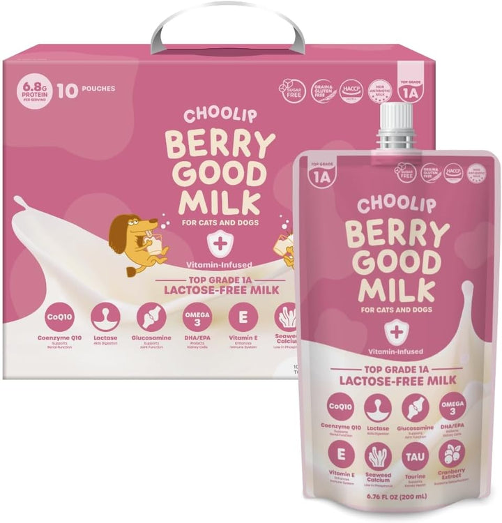 Berry Good Milk – Lactose-Free, Vitamin-Enriched Drink for Cats & Dogs | Supports Urinary Health, Digestion & Joints | Free from Grains, Gluten and Antibiotics