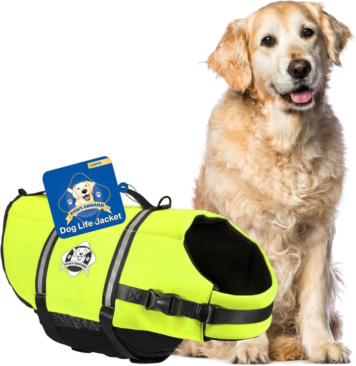 Dog Life Jacket - Swimming Vest for Dogs, Adjustable, Reflective, Comfortable, Multiple Colors, Patterns, Xx-Small to Extra Large Dog Swim Vest with Handle (Red, Large)