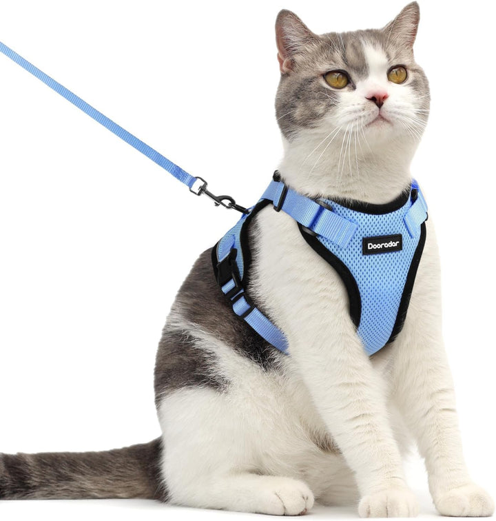 Cat Harness and Leash Set, Escape Proof Safe Adjustable Kitten Vest Harnesses for Walking, Easy Control Soft Breathable Mesh Jacket with Reflective Strips for Cats, Pink, XS