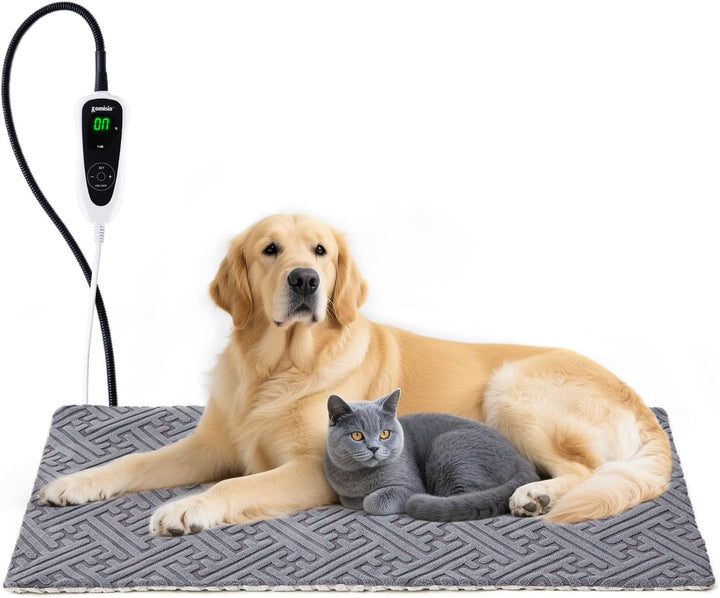 Cat Heating Pad - 11 Adjustable Temperature and 25 Timer Options, Heated Cat Bed Indoor Waterproof with Chew-Resistant Cord for Small Dogs, 18X18 Inch