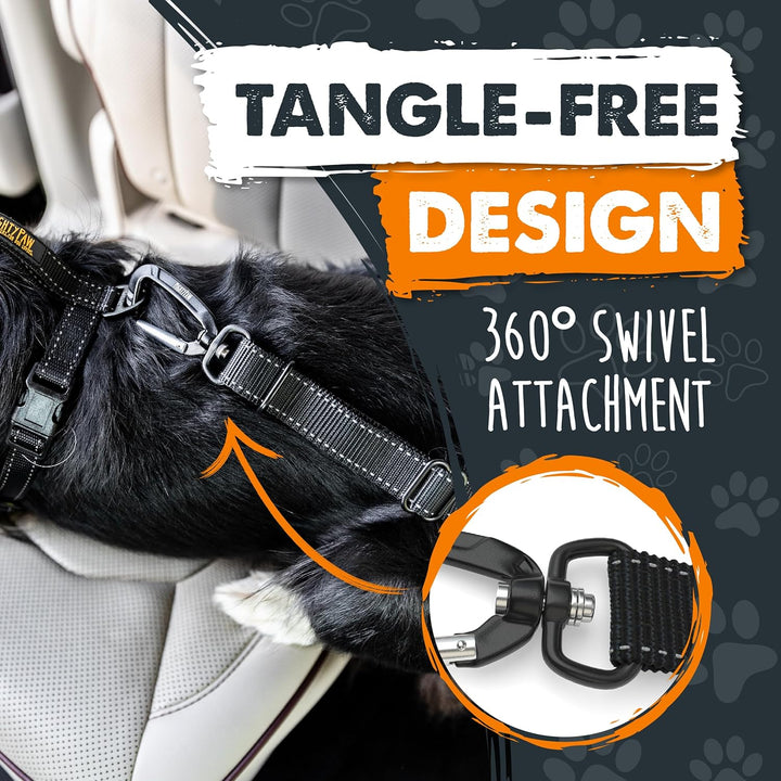 Dog Seat Belt for Car - Safe Distraction Free Driving, Heavy-Duty Design with Aviation Grade Aluminum Carabiner, Adjustable Dog Seatbelt Harness for Small, Medium and Large Pets