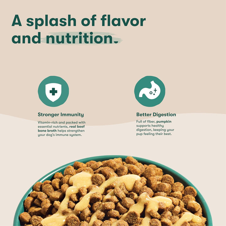 Kibble Sauce for Dogs - Premium Dog Food Kibble Topper Sauce & Flavor Booster Made with Beef Bone Broth - All-Natural Ingredients, No Additives or Fillers - 12 Oz