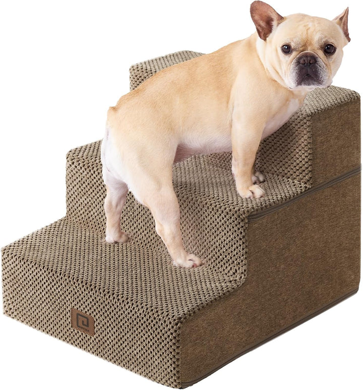 Dog Stairs for Bed 18" H, 4-Step Dog Steps for High Bed, Pet Steps for Small Dogs and Cats, Non-Slip Balanced Pet Ramp Indoor, Grey