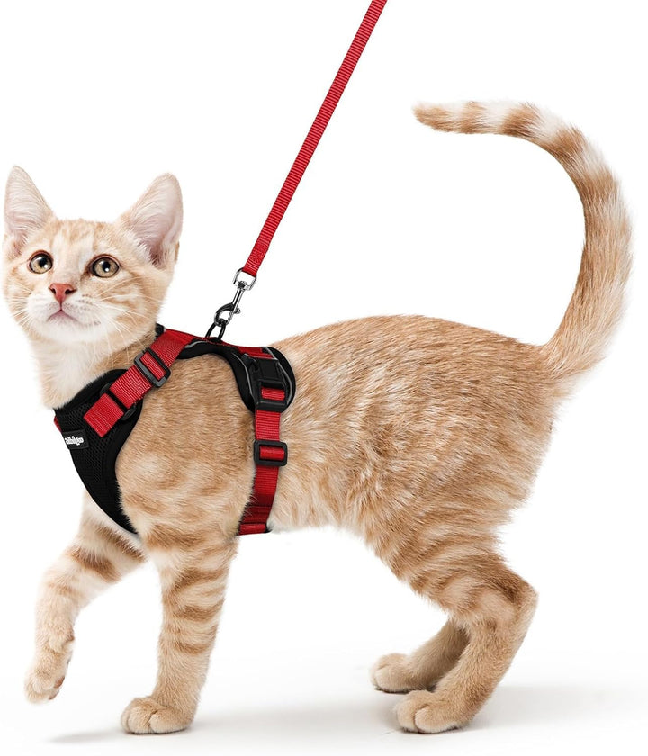 Cat Harness and Leash for Walking, Escape Proof Soft Adjustable Vest Harnesses for Cats, Easy Control Breathable Reflective Strips Jacket, Black, XS