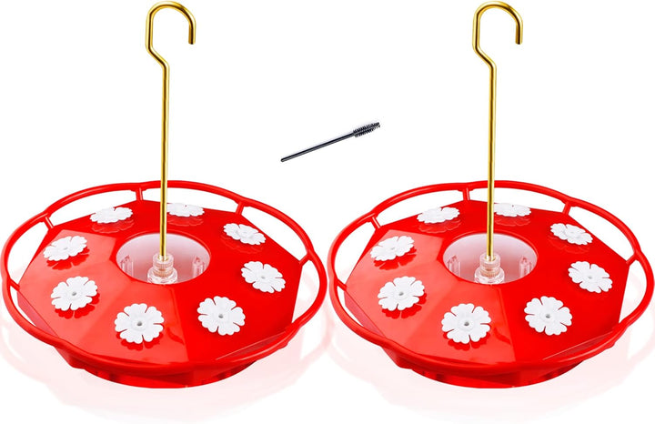 Hummingbird Feeder for Outdoors, 2 Pack, Leak-Proof, Easy to Clean and Refill, Saucer Humming Bird Feeder Plastic, Including Hanging Hook, with 5 Feeding Ports (16 Ounce/Pack)