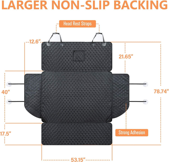 SUV Cargo Liner for Dogs, Waterproof Pet Cargo Cover Dog Seat Mat for Suvs Sedans Vans with Bumper Flap Protector, Non-Slip, Large Size Universal Fit, Black