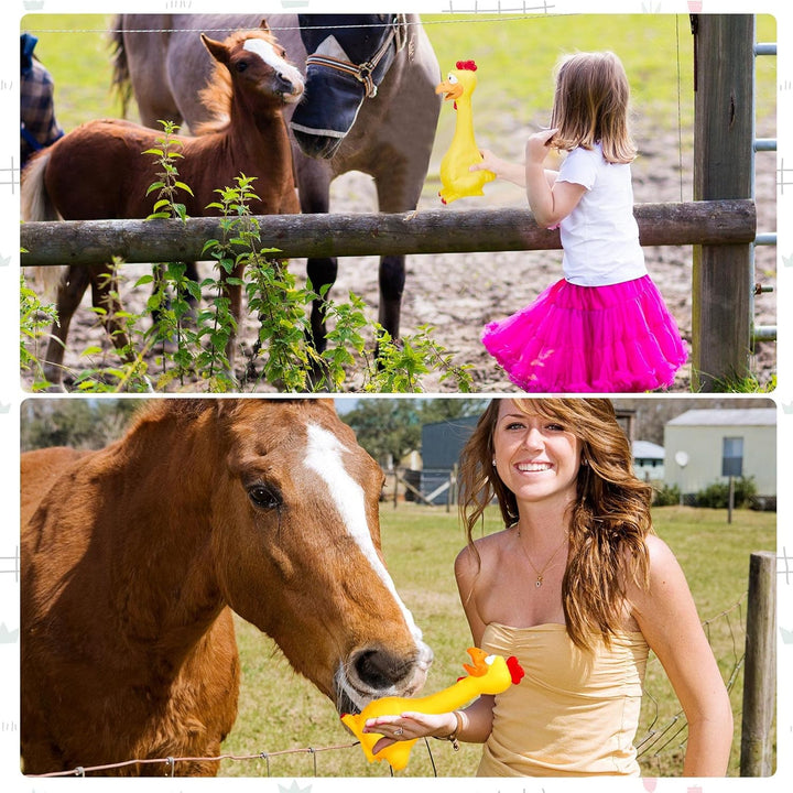 1 Pcs Horse Toys Latex Squeaky Squeeze Chicken Squeak Turkey Balls for Play Fake Screaming Chicken Toys for Horses Soccer Ball for Reduce Separation Anxiety Noise Maker (Yellow)