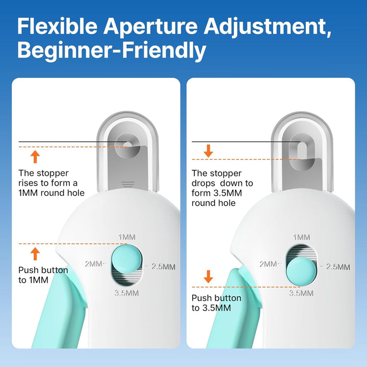 Cat Nail Clipper with Adjustable 3-Size Trimming Hole & Hidden Nail File | Safe Toenail Trimmer for Kittens & Indoor Cats | Anti-Splash Claw Cutter for Grooming (Blue)