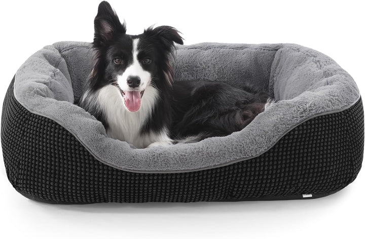 Medium Dog Beds for Medium Dogs Washable, Rectangle Dog Bed Medium Size Dog, Orthopedic Dog Bed, Warming Soft Calming Sleeping Puppy Bed Durable Pet Bed with Anti-Slip Bottom M(30"X24"X9")
