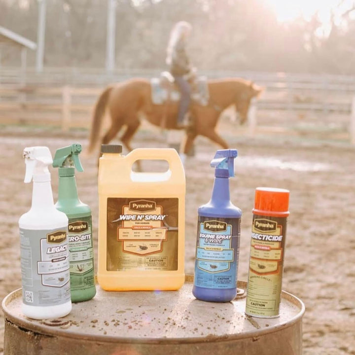 Wipe N' Spray for Horses - Oil-Based Long Lasting Fly Control Repels Horn, Deer, Horse, House, Stable, & Face Flies, Ticks, Mites, Mosquitoes, Gnats & Lice, 1 Gallon