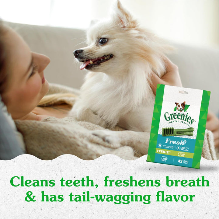 Teenie Dental Dog Treats, Mint Fresh Flavor, 12 Oz. Pack (43 Treats)