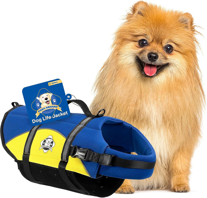 Dog Life Jacket - Swimming Vest for Dogs, Adjustable, Reflective, Comfortable, Multiple Colors, Patterns, Xx-Small to Extra Large Dog Swim Vest with Handle (Red, Large)