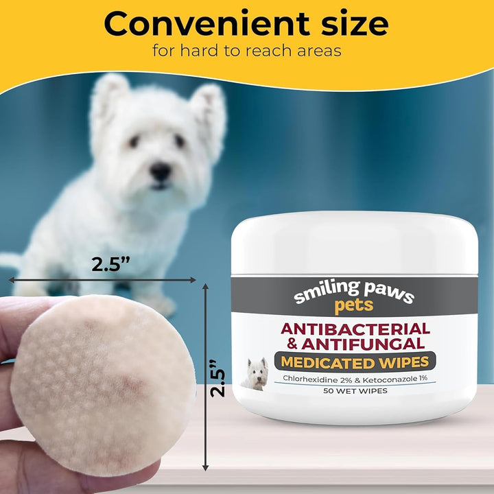- Antibacterial & Antifungal Wipes for Dogs & Cats (With Chlorhexidine & Ketoconazole)