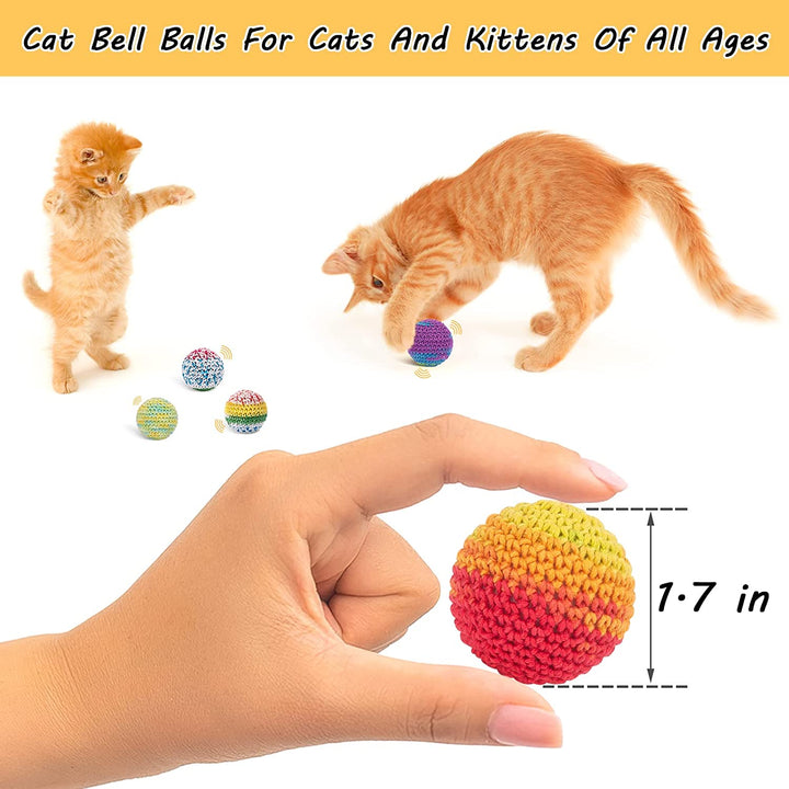 Cat Toys Balls, Woolen Yarn Cat Ball Toy with Bell Inside, Kitten Toys for Indoor Cats, Interactive Cat Chew Toys for Kitty Kitten, 6 Pack