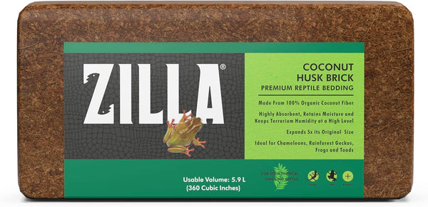 Coconut Husk Brick, Organic Bedding for Reptiles, Made with 100% Coconut Fiber, Ideal for Tropical Habitats and Egg Incubation