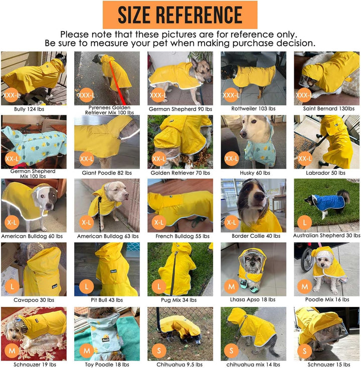 Dog Raincoat, Adjustable Dog Rain Jacket with Clear Hooded Double Layer for Large Medium Small Dogs Puppies, Waterproof Rain Coat Poncho with Reflective Storage Pocket & Rim (Yellow,M)