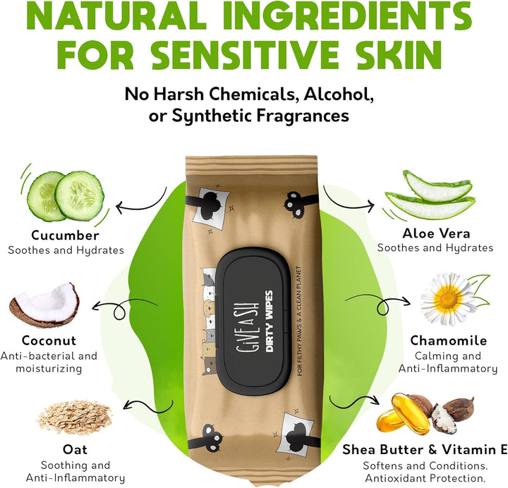 Lick-Safe Pet Wipes for Dogs & Cats - Vet-Approved & Hypoallergenic - Cleans Mud, Odors & Dander - Feline & Dog Wipes for Paws, Face & Butt - Earth-Friendly & Unscented Cat Cleaning - Pack of 100