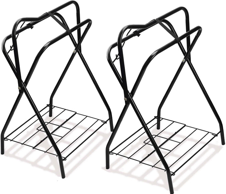 Saddle Rack Portable Folding Horse Saddle Stand for English and Western Saddles,28" L X 19" W X 37.5" H,Black