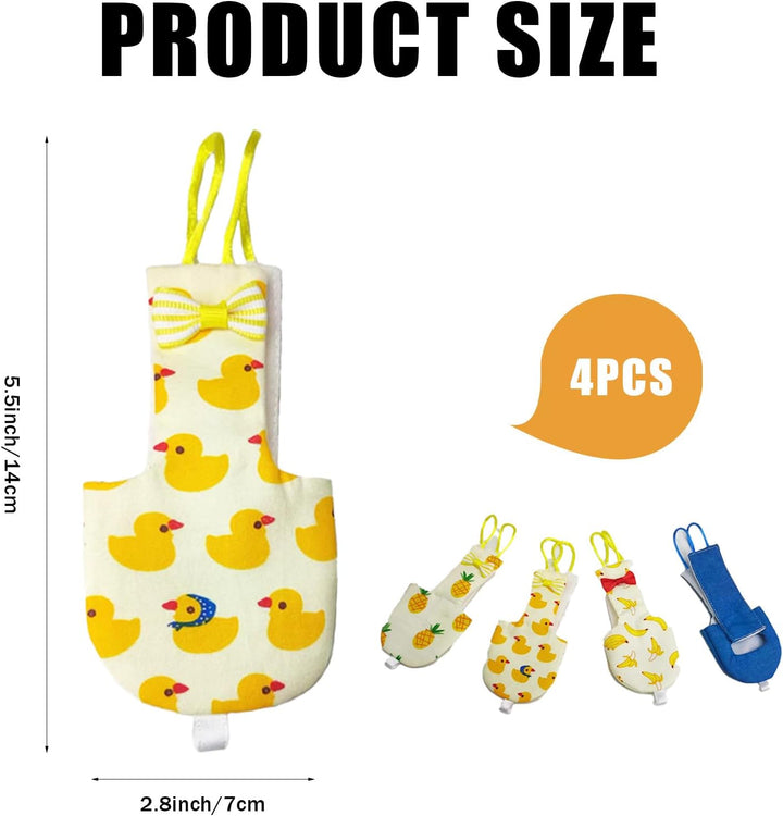 4 Pcs Bird Diaper Parrot Nappy Reusable Flight Suit with Waterproof Inner for Parakeet Cockatiel Mini Macaw Budgie Canary Cute Style (M)