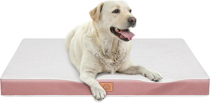 Orthopedic Dog Bed for Large Dogs - Big Waterproof Dog Crate Bed with Removable Washable Cover, Egg Crate Foam Support, Anti-Slip Bottom, Deluxe Plush Pet Bed Mat (Grey)