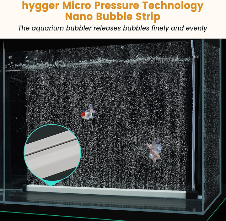 Aquarium Bubble Strip, Nano Air Bubble Curtain Wall Aquarium Air Stone Kit, Quiet High Dissolved Oxygen Diffuser Fish Tank Bubbler Decorations for Freshwater Saltwater (13.8 Inch)