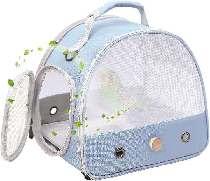 Small Bird Travel Cage Carrier, Portable Parrot Parakeet Carrier with Standing Perch and Comfy Mat, Budgies Carry Transport Bag for Vet Visit Shopping and Outdoor Adventure.