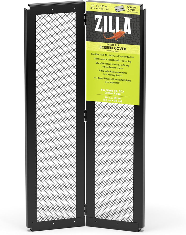Pet Reptile Terrarium Fresh Air Screen Cover with Center Hinge 24" X 12"