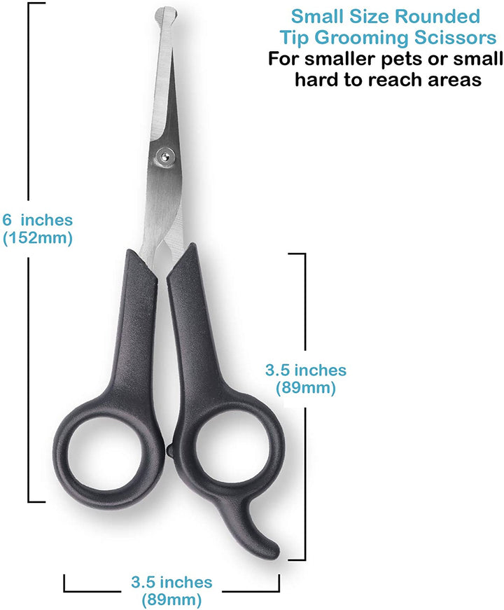 #1 Pet Grooming Scissors Body & Facial Trimmer Durable Stainless Steel Blades. Rounded Tips Shears for Long Medium Short Thick Wiry Curly Hair. Lightweight Cutter for Dogs & Cats. Set of 2