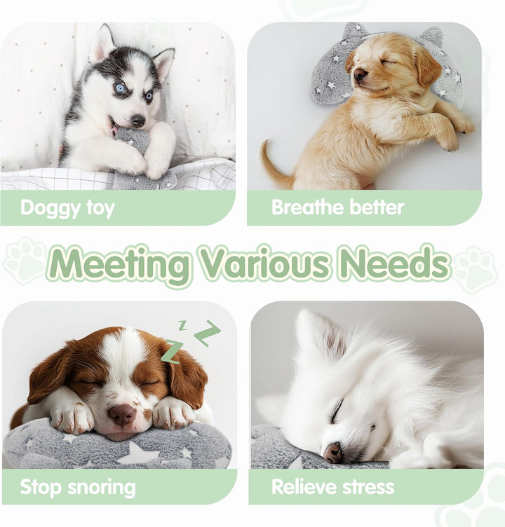 Dog Pillows for Large Dogs, Glow in the Dark Soft Neck Pillow, U-Shaped Pillow for Cat and Dog, Machine Washable Toy & Birthday Gift (Glow Grey, L)