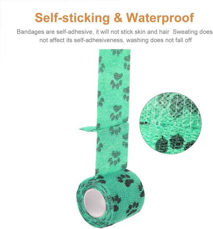 Vet Wrap Cohesive Bandages Bulk Self Adhesive Bandage Wrap Self Adherent Wrap Non-Woven for Dogs Pet Animals & Ankle Sprains & Swelling 2 Inch X 5 Yards (2 Inch Claw)