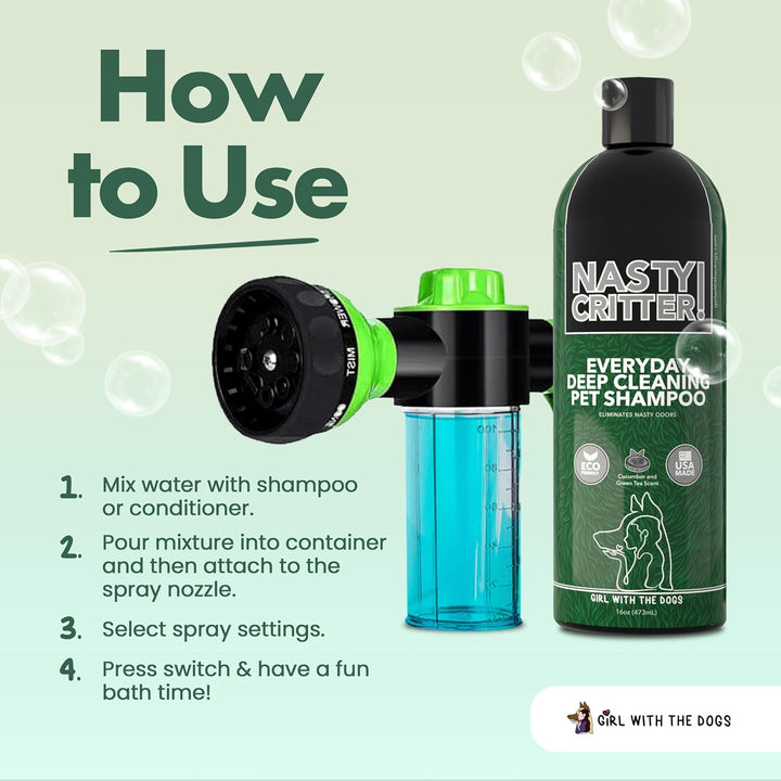 Soap & Shampoo Dispenser for Pet Wash and Garden Hose Sprayer Nozzle by