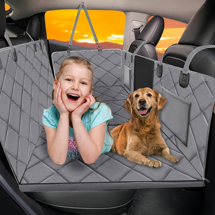 Back Seat Extender for Dogs-Large Space, Dog Car Seat Cover Hard Bottom Holds 420Lbs, Sturdy Backseat Extender for Dogs,Upgraded Material Waterproof Pet Car Bed Dog Hammock for Car, Suv,Truck