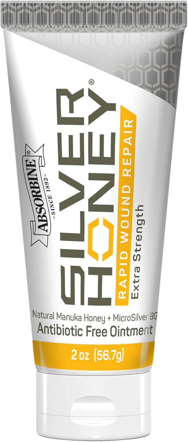 Silver Honey Rapid Wound Repair Ointment 2Oz Tube, Manuka Honey + Microsilver BG, Horse & Large Animal Wound Care