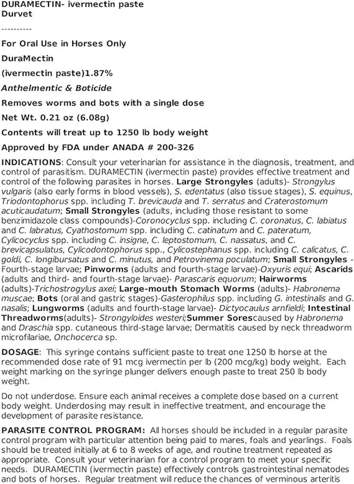 Duramectin Ivermectin Paste 1.87% for Horses, 0.21 Oz (Pack of 2)