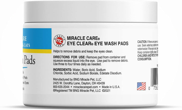 Eye Wash Pads for Dogs and Cats Made in USA, Soft Pet Wipes for Gently Cleaning Eyes, Sterile Cat and Dog Wipes Formulated to Remove Eye Debris, 90 Count