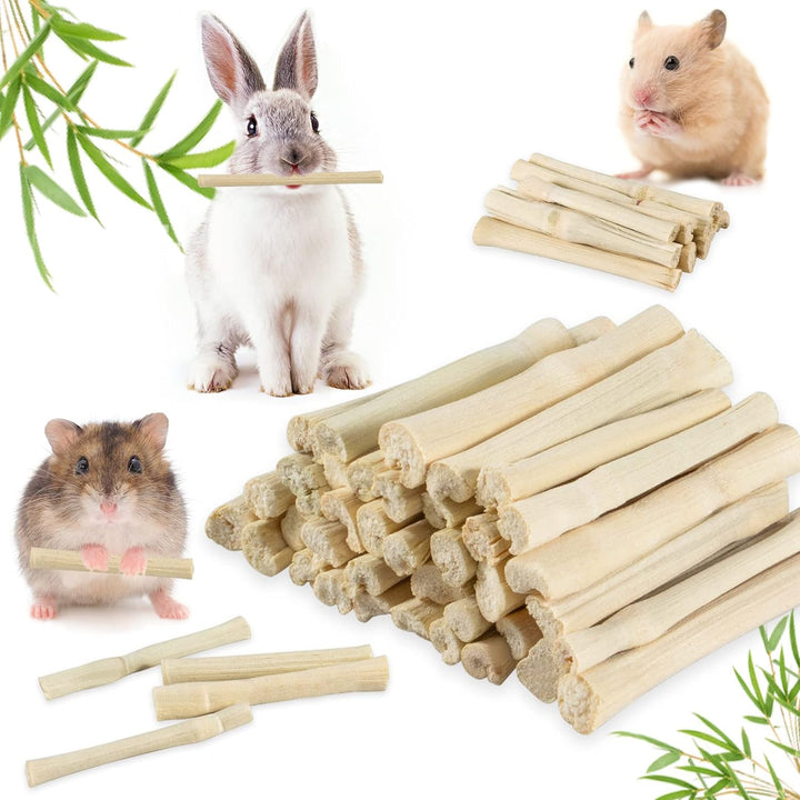 240G  Chew-Sticks - Natural Rabbit Bamboo Sticks Small Animal Chew Toy Bunny Molar Treats Atural Teeth Grinding Toys for Squirrel Guinea Pigs Chinchilla