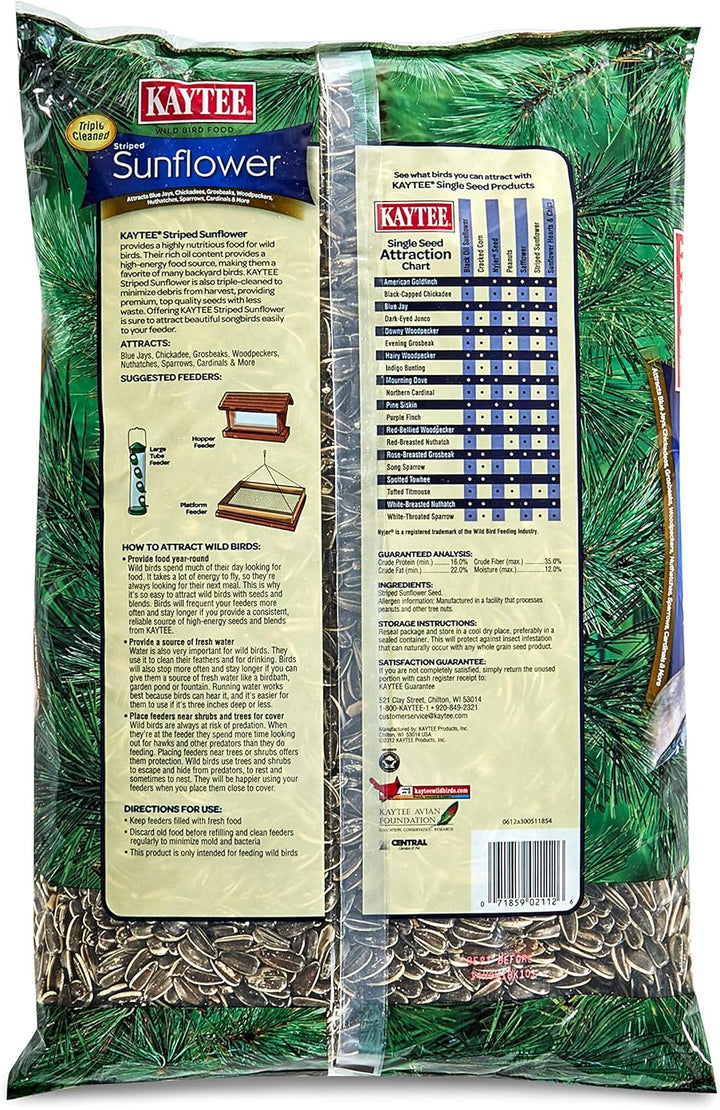 Striped Sunflower Seeds for Blue Jays, Woodpeckers, Finches & Other Wild Birds, 5 Pounds