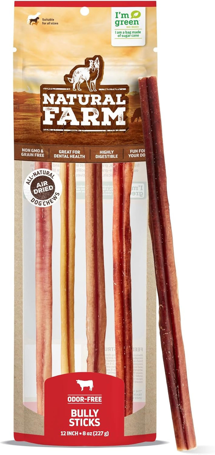 Odor-Free Bully Sticks (6 Inch, 25 Pack), 1.3 Lb. Bag, Fully Digestible 100% Beef Pizzle Chews, Grass-Fed, Non-Gmo, Grain-Free, Natural Long-Lasting Chews for Small & Large Dogs