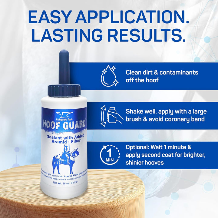 Fiber- Fortified Hoof Guard Sealant 16Oz – Pro-Grade Formula Hoof Protector with Aramid for Stronger Hooves – Helps Fill Cracks & Lock in Moisture - Shields against Thrush, UV Damage & Brittleness
