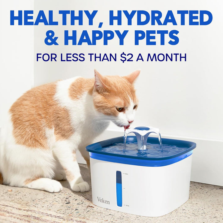 Cat Water Fountain Filters, 8 Pack Replacement Filters & 8 Pack Replacement Pre-Filter Sponges Set for 50Oz, 84Oz, 95Oz Automatic Pet Fountain Dog Water Dispenser